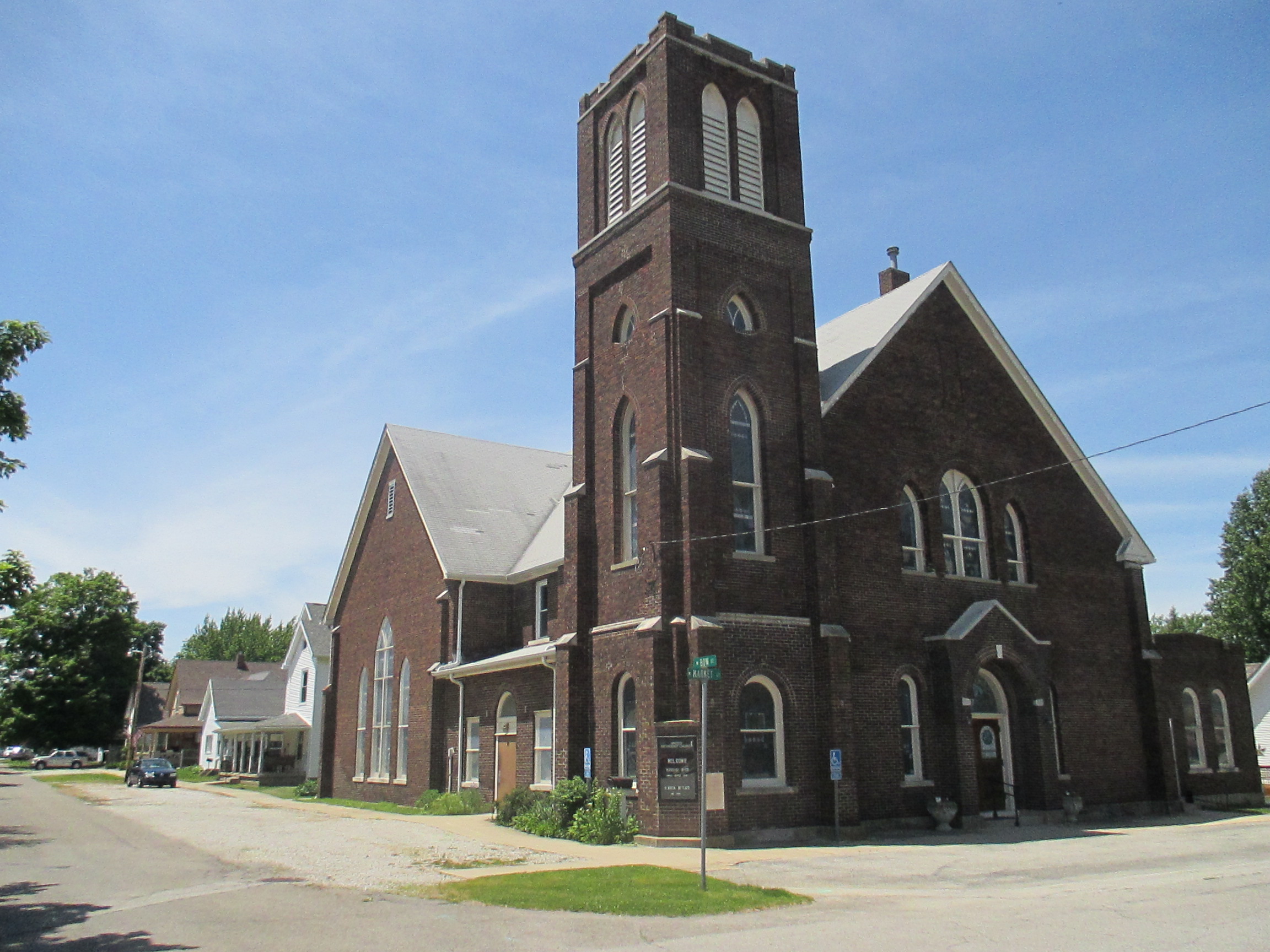 Image of the Thorntown Methodist Church, originally located at the corner of North Market & Bow St.